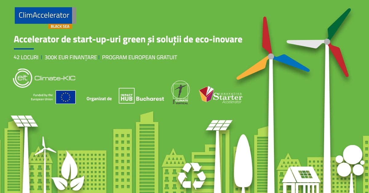 300.000 de euro finanțare, mentorat, consultanță de specialitate și pregătire pentru atragerea de investiții în cadrul Black Sea ClimAccelerator, programul de accelerare pentru startup-urile green și soluții de eco-inovare
