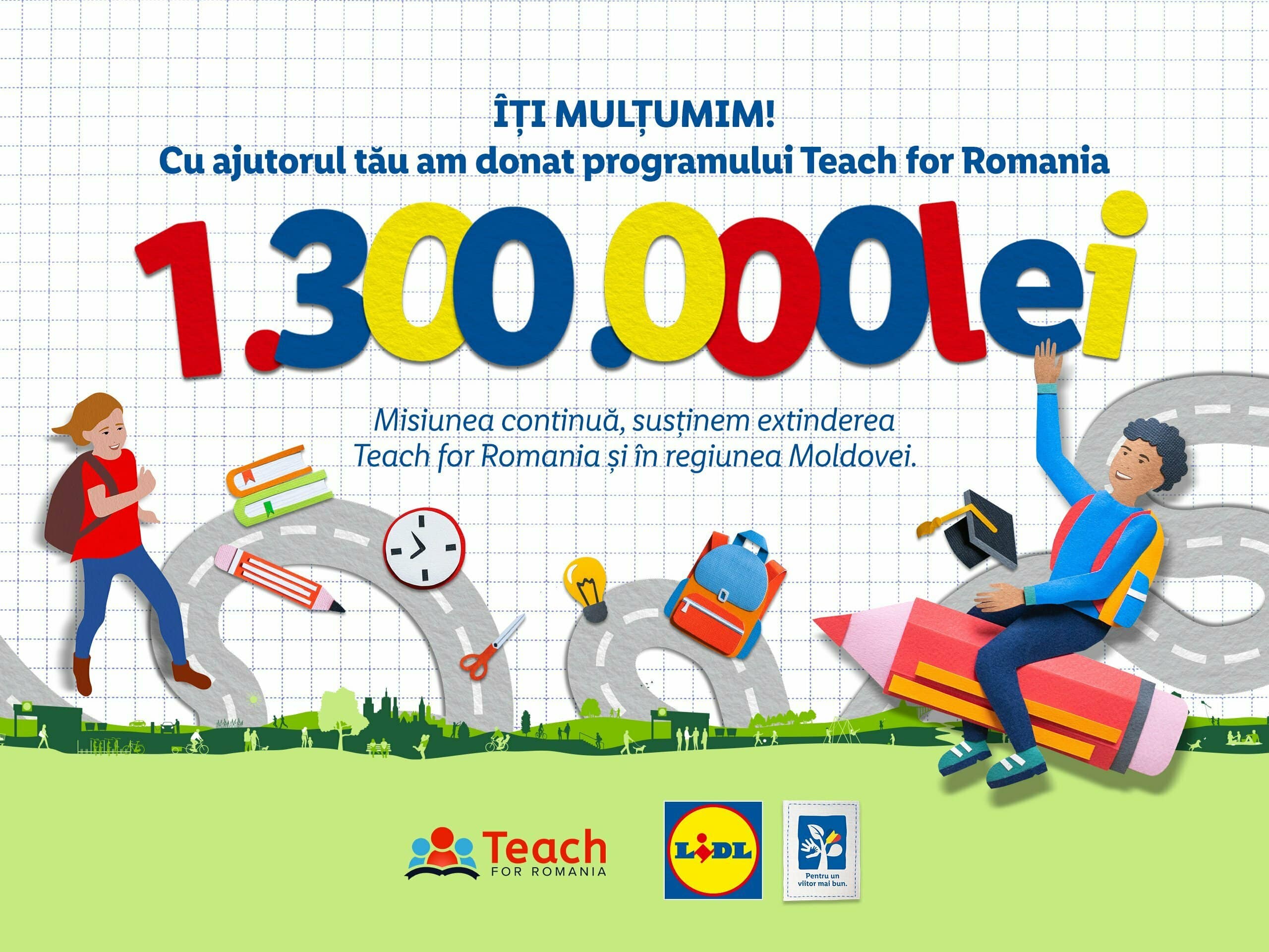 CU SPRIJINUL CLIENȚILOR SĂI, LIDL ROMÂNIA INVESTEȘTE 1.300.000 DE LEI ÎN PROGRAMUL TEACH FOR ROMANIA