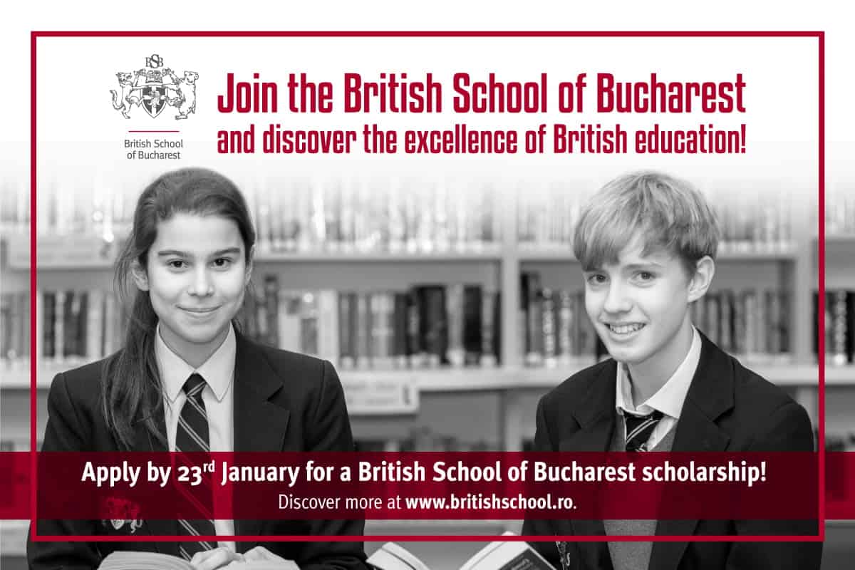 Alătură-te British School of Bucharest pentru a face performanță!  Mai ai timp până pe 23 ianuarie să aplici la programul de burse, de până la 100% din taxa de școlarizare