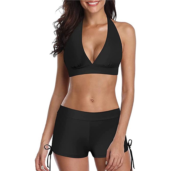 cu acoperire completă costume de baie-cravată-short-bikini