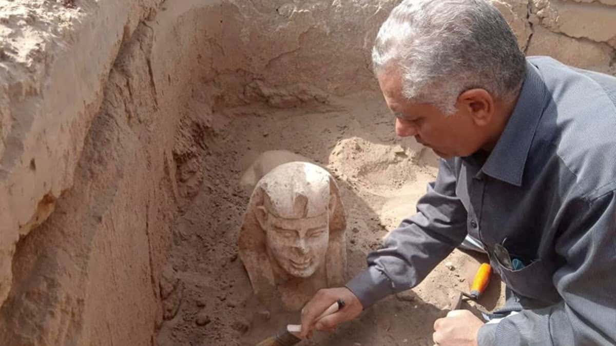 A fost descoperită o Statuie a sfinxului zâmbitor, în Egipt 33AM4UM highres