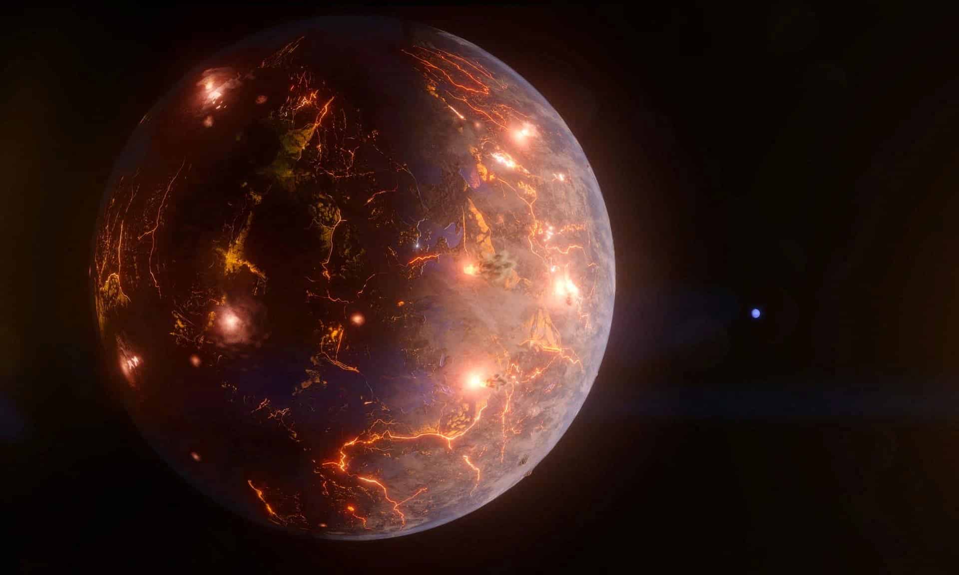 Ziua se întâlnește cu noaptea pe o exoplanetă de dimensiunea Pământului, zguduită de vulcanism