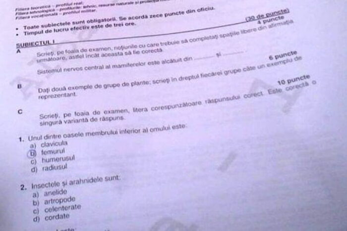 Subiectele la Biologie de la Bacalaureat 2023 au fost publicate