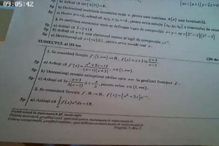 Subiectele la Matematica de la Bacalaureat 2023 profil mate info au
