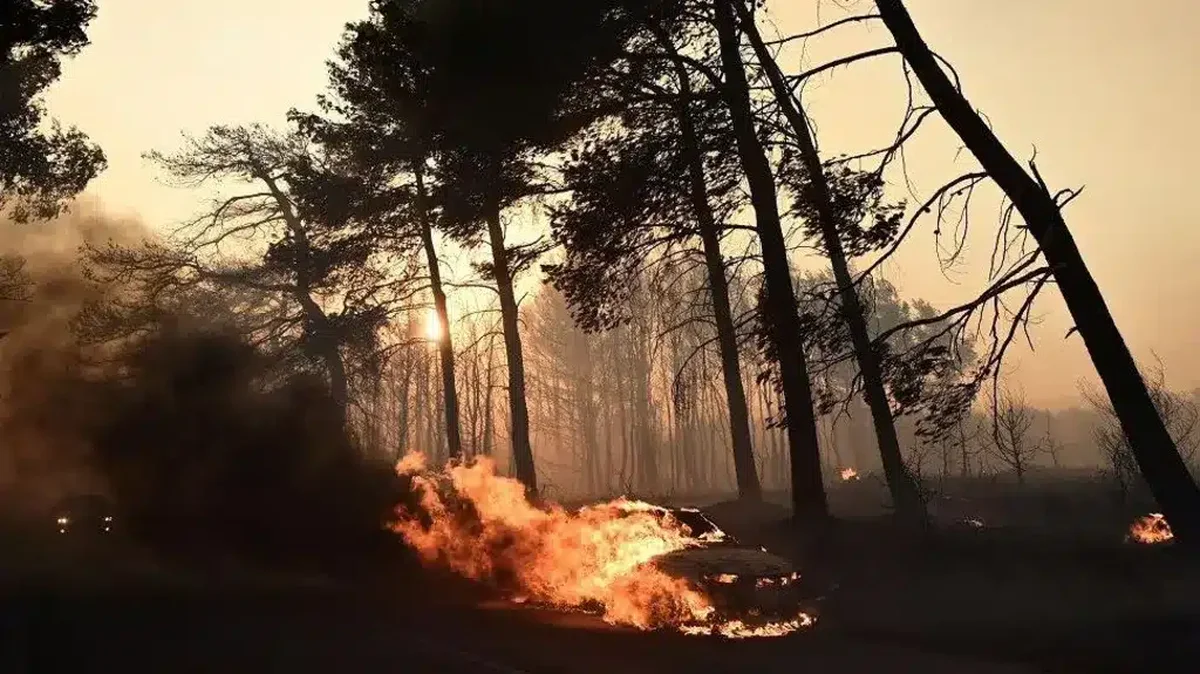 În Grecia, incendiile de vegetaţie sunt vizibile din spațiu
