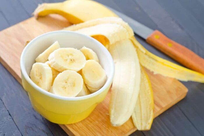 bananas chopped up in a bowl