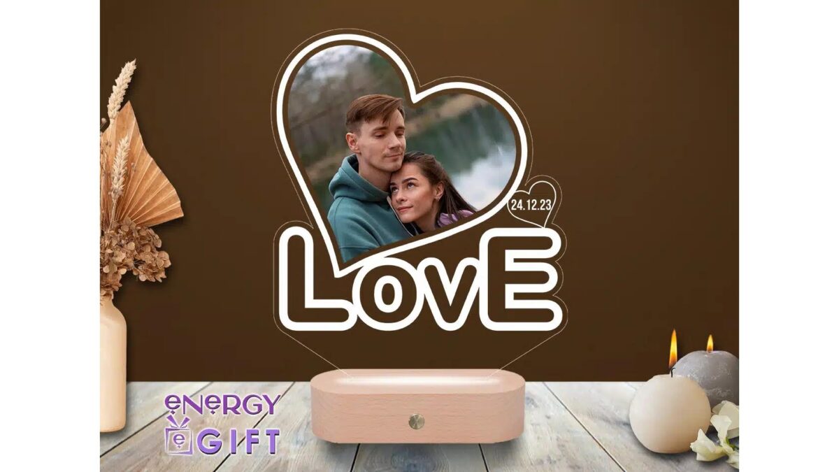 lampa led 3d personalizata rama foto inima