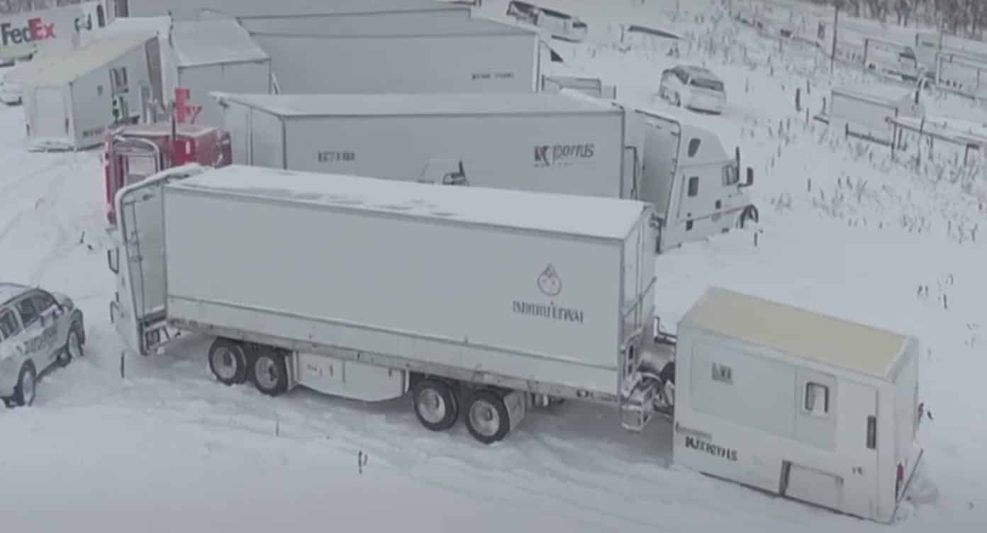 Haos de gheață în SUA: 100 de mașini făcute praf pe șosea