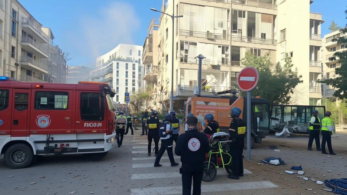 O clădire din Tel Aviv distrusă de un atac iranian, 4 persoane rănite