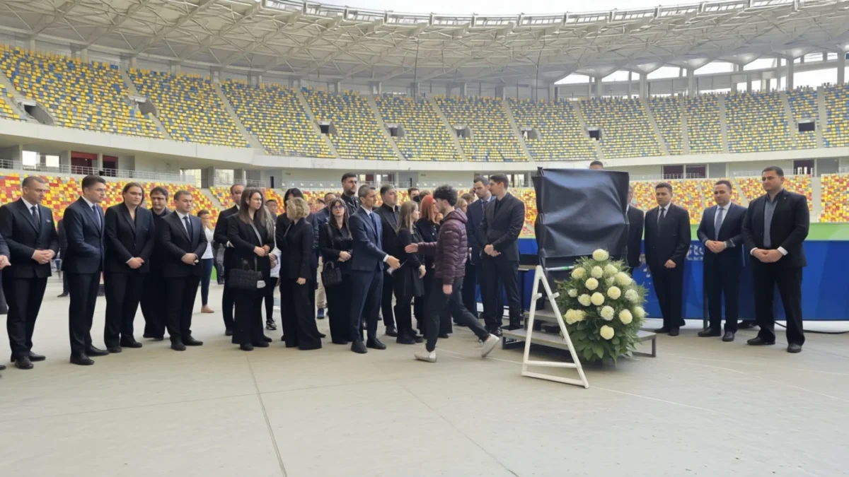 Răzvan Lucescu primește condoleanțe de la Hagi și Halep la Arena Națională Răzvan Lucescu