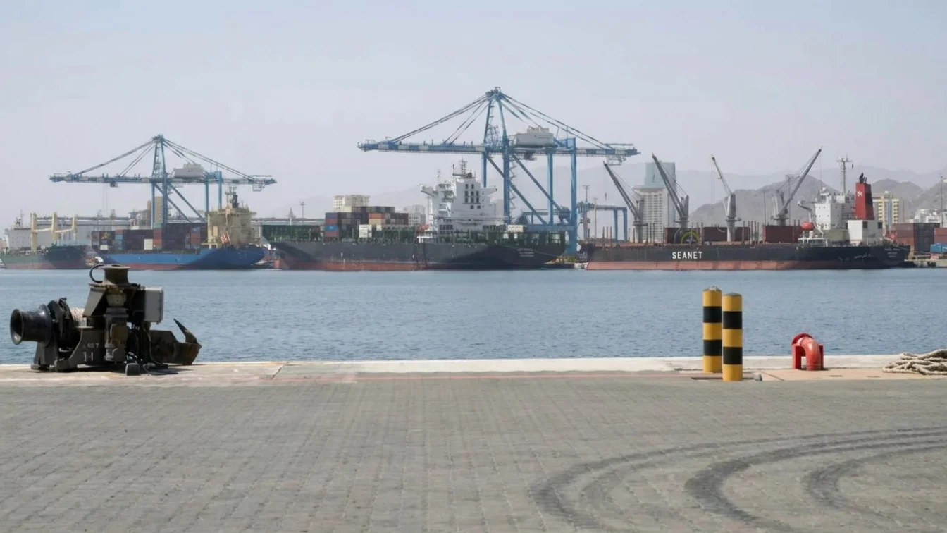 EPA A handout photo made available by the UAE Presidential Court shows a general view of the Port of Fujairah.