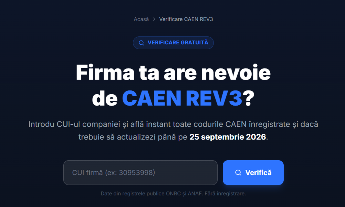 Termenul CAEN Rev.3 se apropie: ce trebuie să facă urgent orice firmă din România până pe 25 septembrie 2026