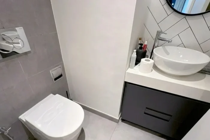 sare în vasul de toaletă