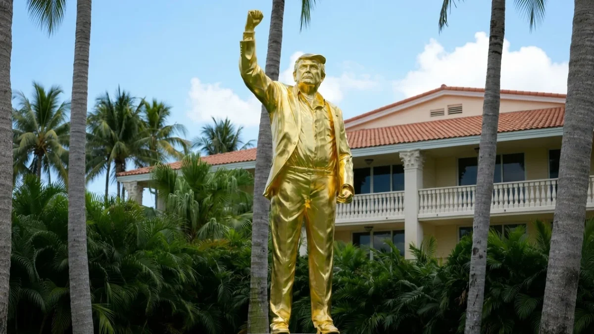statuie aurita Donald Trump