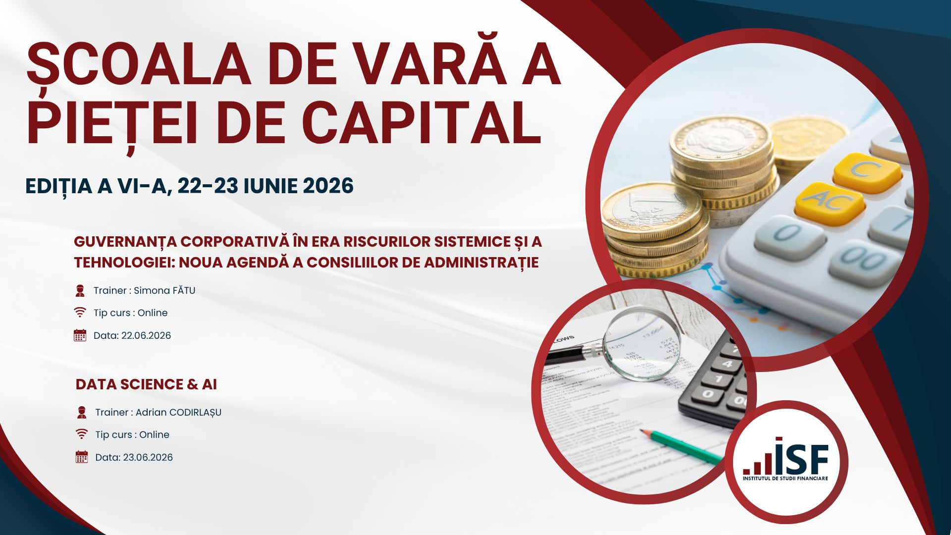 ISF organizează: ȘCOALA DE VARĂ PIAȚA DE CAPITAL, 22 – 23 iunie 2026