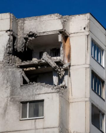 Blocul din Galați lovit de o dronă rusească așteaptă reparațiile. Cum trăiesc locatarii după 3 săptămâni fără lift
