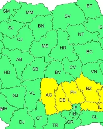 Ploi torențiale și vânt de 70 de kilometri pe oră. Avertismentul meteorologilor pentru români cod galben