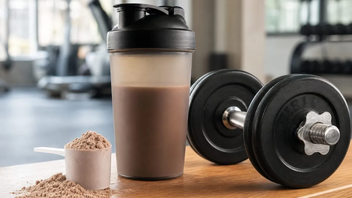 Suplimente pentru masa musculara: proteina din zer, creatina, shaker