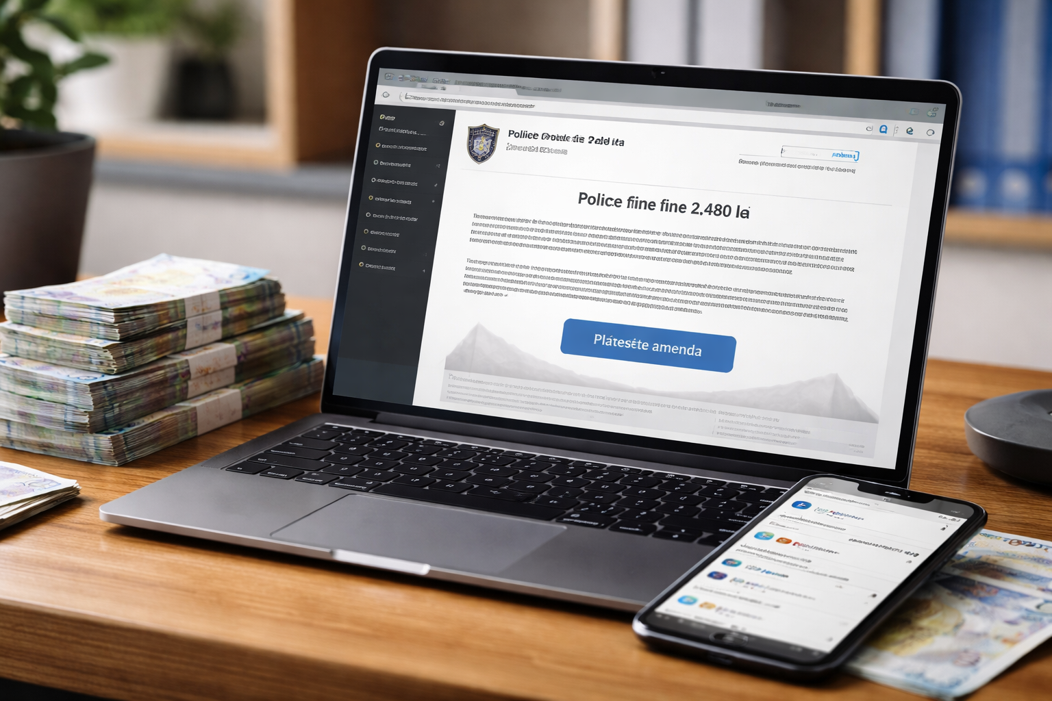 MAI avertizează asupra unei noi fraude online cu amenzi false de 2.480 de lei