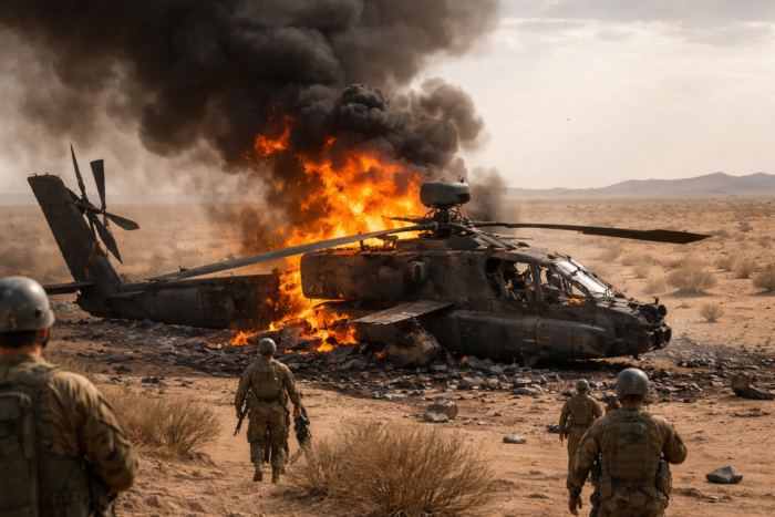 SUA și Iran testează armistițiul cu noi atacuri, un elicopter Apache a fost doborât.