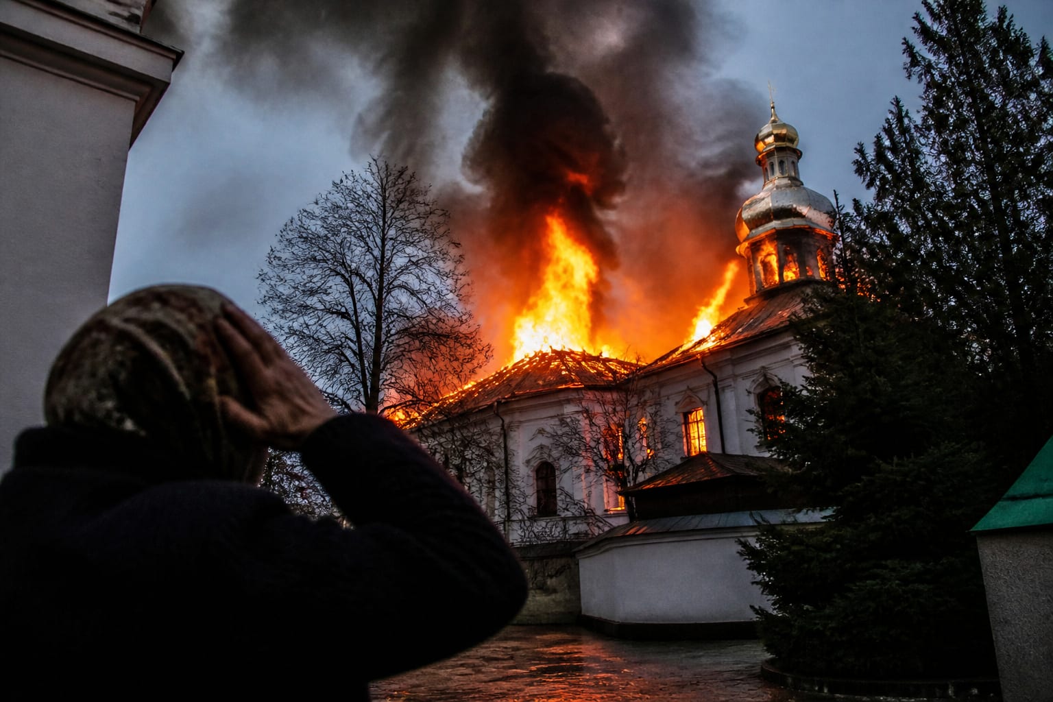 O catedrală ortodoxă istorică de la Mănăstirea Peștersk din Kiev a ars. Ce se știe despre atacul rus și pagube