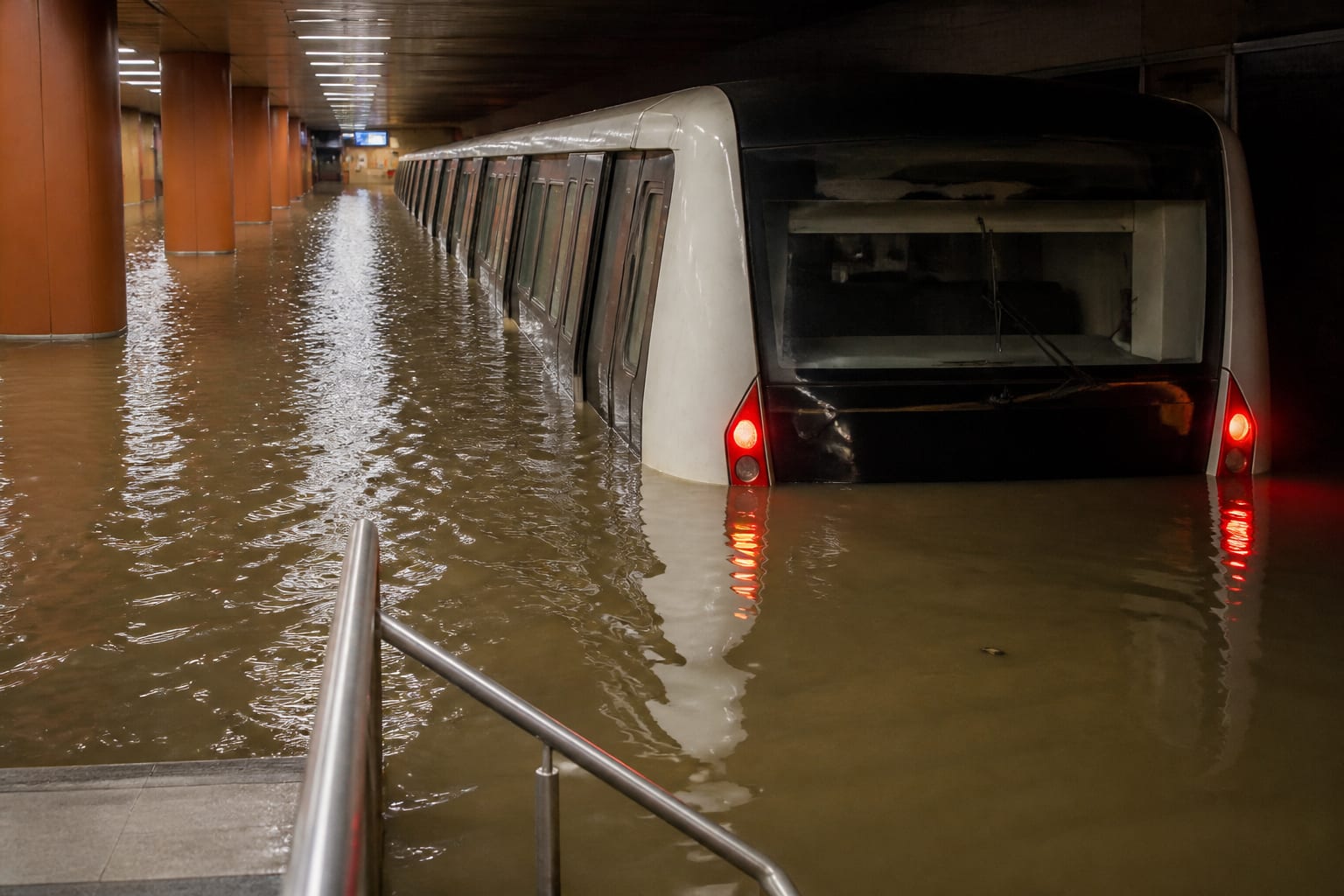 Ploile au blocat metroul la Piața Victoriei și 32 de linii STB în București