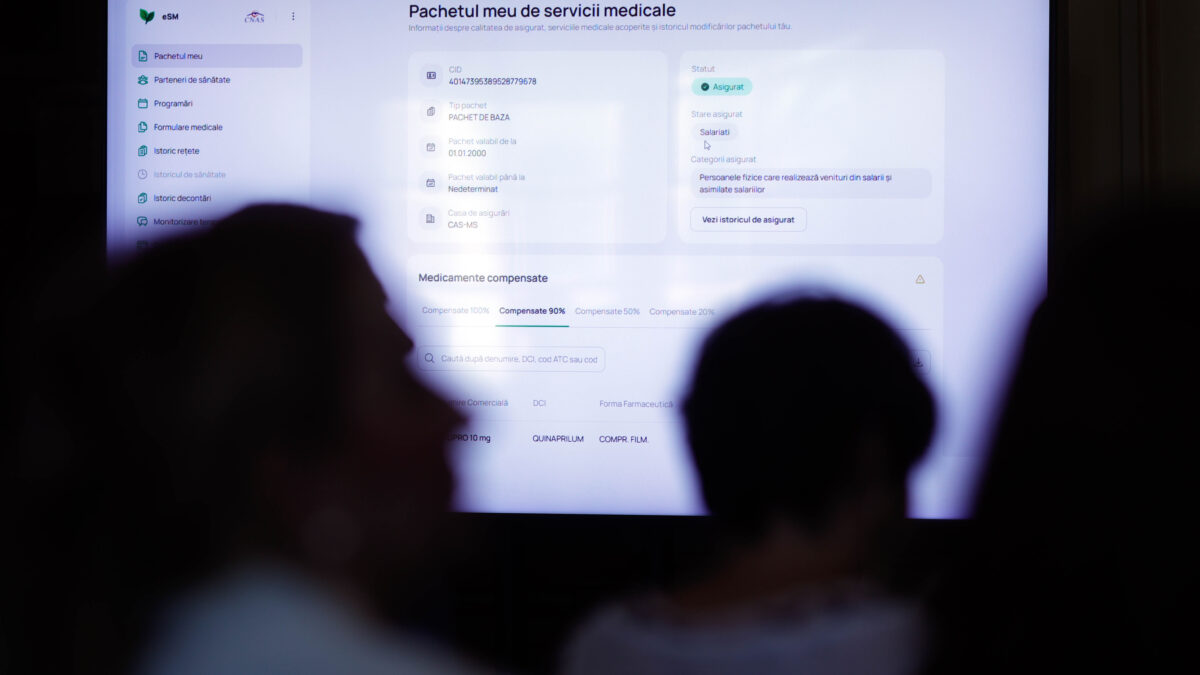 Aplicația E-Sănătatea Mea pe un ecran