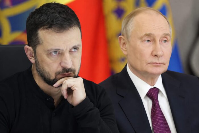 Volodymyr Zelenskyy și Vladimir Putin