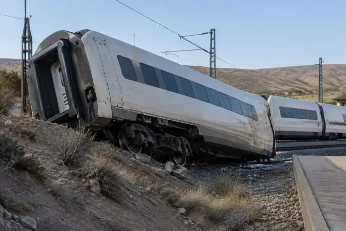 Vagon deraiat în accident feroviar