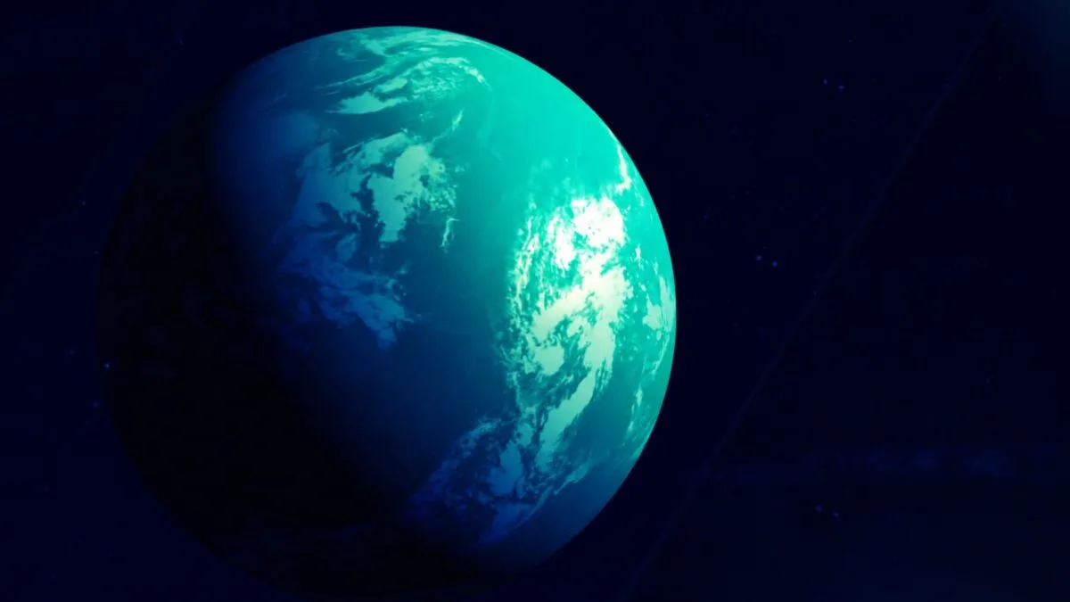 Planetă albastră izolată în spațiu