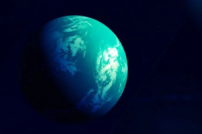 Planetă albastră izolată în spațiu