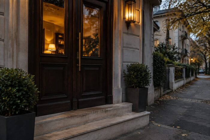 Intrarea unui restaurant unde au avut loc declarațiile politice de vineri seară