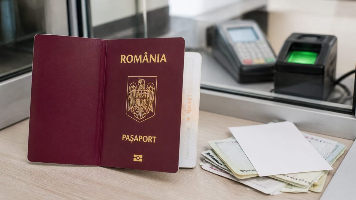 Pașaport depus la un ghișeu