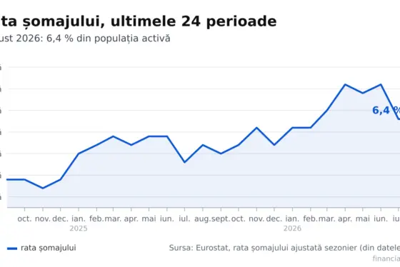 Șomajul a rămas la 6,4 % în august 2026 și este cu 4,9% peste nivelul din urmă cu un an