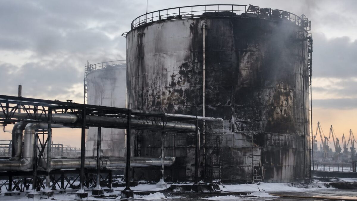 Rezervor de petrol rusesc avariat